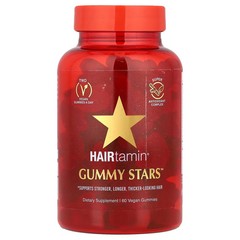2 X HAIRtamin, Gummy Stars�, Superfruit Medley, 60 Vegan Gummies