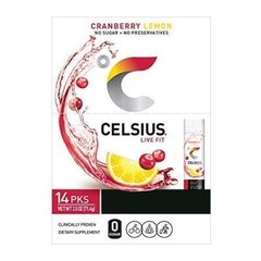 CELSIUS Cranberry Lemon On-the-Go Powder Stick Packs, Zero Sugar Pack of 14 NEW
