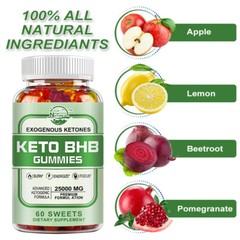 Keto BHB + ACV 25000mg For Advanced Weight Loss Support Gummies (2 X 60 Gummies)