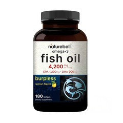 NatureBell Omega-3 Fish Oil 180 Softgels EPA DHA Lemon – 60 Servings