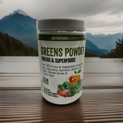 NUTRITION WORKS Greens Superfood Powder Drink Mix 9.88oz Berry Flavor Sugar Free