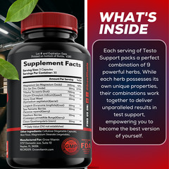 Grow Factor Test X60 Boost, Testosterone Booster for Men, Testosteron Pills