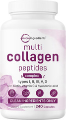 Micro Ingredients Multi Collagen Pills for Women & Men, 240 Capsules | Type I, I