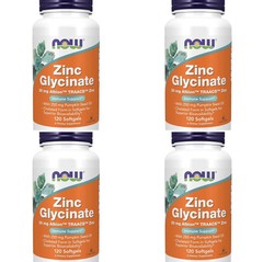 4 Bottles Now Foods Zinc Glycinate 480 Softgel Immune Support 250mg Pumpkin Oil