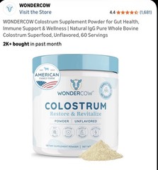 Wondercow Colostrum Powder Gut Health Immune Support Recovery 60 Servings