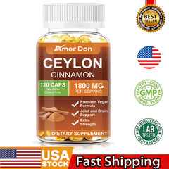 120 Ceylon Cinnamon Capsules 1800mg | Heart Health , Blood Sugar Support Non-GMO