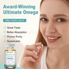 Omega-3 2500mg Softgels – 1300mg EPA, 1200mg DHA, Fish Oil 3600mg 3x Strength