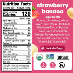Superfood Fruit Smoothie Pouches, Strawberry Banana, Healthy Snacks with Flax Se