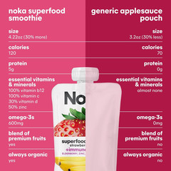 Superfood Fruit Smoothie Pouches, Strawberry Banana, Healthy Snacks with Flax Se