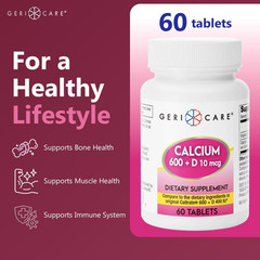 Geri-Care Calcium 600 mg + Vitamin D3 – 60 Tablets | Caltrate (6 Pack) – 6-2027