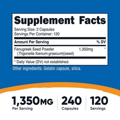 Nutricost Fenugreek Seed 675mg 240 Softgels Gluten Free Non-GMO