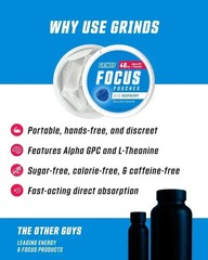 GRINDS Focus Pouches Naturally Flavored with Nootropic Ingredients 2027