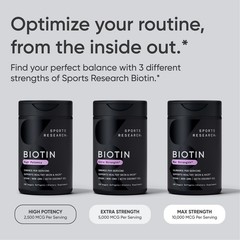 Vegan Biotin 10,000mcg w/ Coconut Oil Max Strength 30 Veggie Softgels Non-GMO