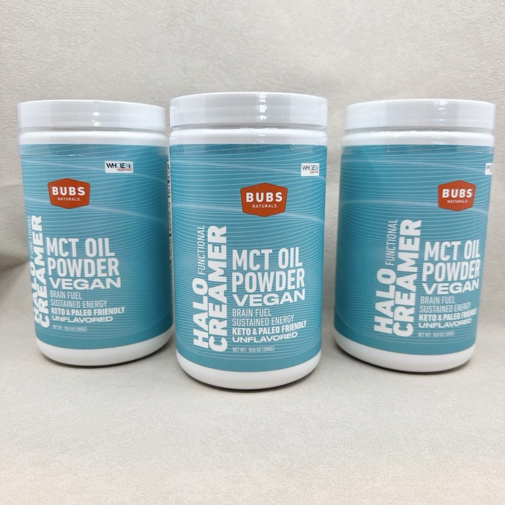 BUBS Naturals 3 PACK Vegan Functional Halo Creamer MCT Oil Coffee Creamer NEW