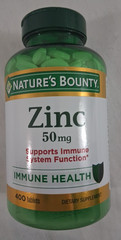NATURES BOUNTY ZINC ~ Supports Immune Health 50mg., 400 ct Tablets ~ Exp 08/2028