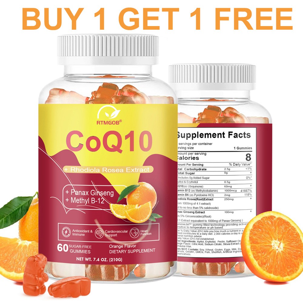 Buy 1 Get 1 Free Sugar Free CoQ10 Gummies, Heart Health Supplement, 2 Month