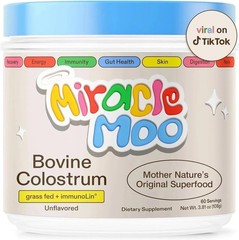 Miracle Moo Mother Natures Bovine Colostrum grassfed+ immunolin Supplement 60 SV