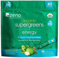 Zena Supergreens Plus + Energy, 45 Stick Packs (EXP 07/27)