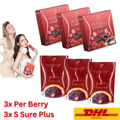 6x PER Berry Fiber & S SURE PLUS Blood Orange Weight Control Dietary Supplement