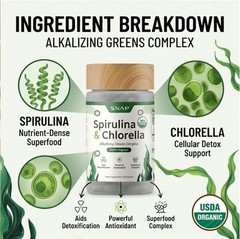 Organic Spirulina & Chlorella Capsule Supplement Pills 240ct – 2 Pack –