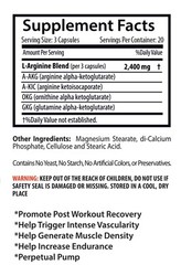 Nitric Oxide Muscle Booster 2400mg – Pre & Post Work-Out Formula Ultimate 3B