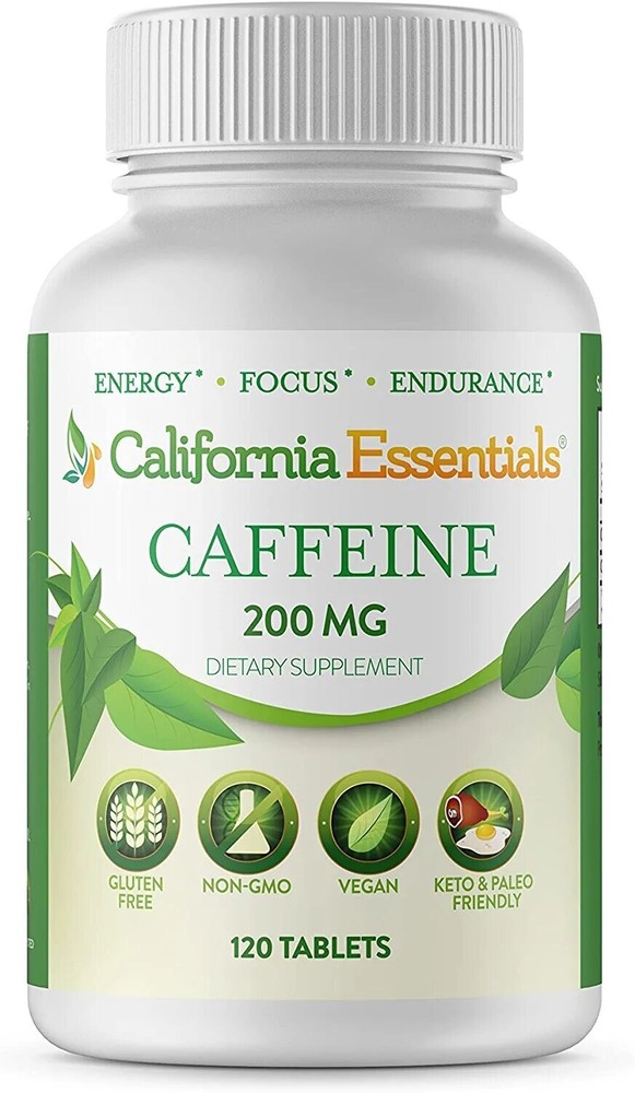 California Essentials Caffeine Pills – 200mg – 120 Tablets – Free Shipping