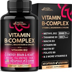 Vitamin B Complex for Men & Women – Riboflavin B2, B12, B1, B3, B5, B6, B7, B8,