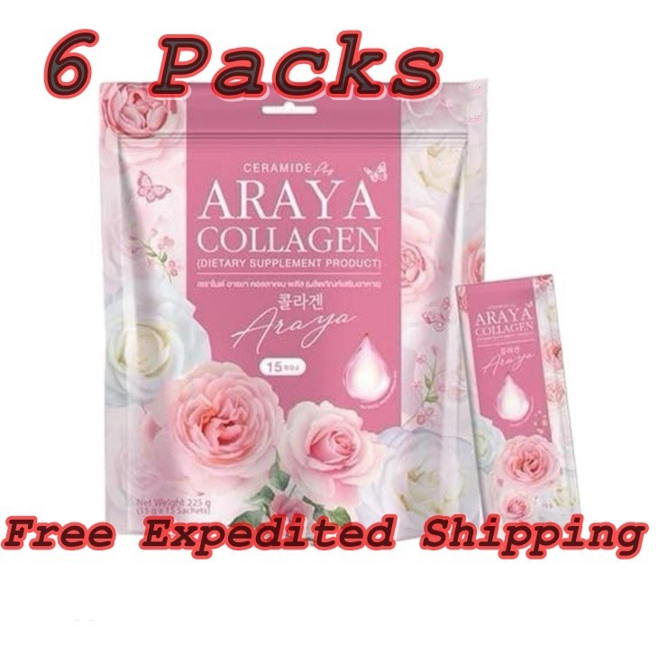 6X Ceramide Araya Collagen Plus Diet Supplements for Women Skincare 15 Sachets