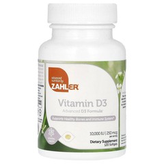 2 X Zahler, Vitamin D3, 250 mcg (10,000 IU), 120 Softgels