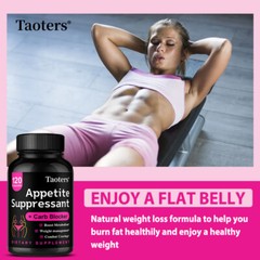 Appetite Suppressant 1000mg + Carb Blocker,Boost Metabolism 30 to 120 Caps