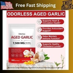 Odorless Garlic 7500Mg per Servings, 300 Softgels | 2 Years Aged Garlic Extra…