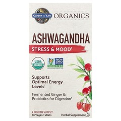 2 X Garden of Life, Organics, Ashwagandha, 60 Vegan Tablets (600 mg per Tablet)
