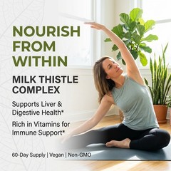 All-In-One Herbal Liver Support with Vitamins For Immune & Digestion 30~120Caps