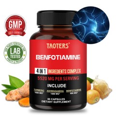 TAOTERS Benfotiamine 600mg – Gluten Free and Non-GMO 60Capsules*2bottles