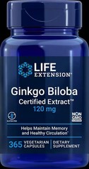 Ginkgo Biloba Certified Extract™ 120 mg, 365 vegetarian capsules