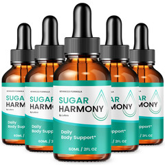 (5 Pack) Sugar Harmony Drops, Advanced Blood Health Support Formula (10 oz)