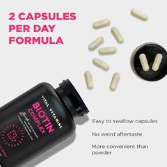 Vital Vitamins Biotin Complex Pills – with Hyaluronic Acid, MSM, Collagen, and C