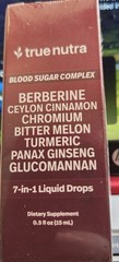 True Nutra Blood Sugar Complex Liquid Drops Berberine Cinnamon 0.5 fl oz Non-GMO