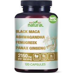 Organic Black Maca Ashwagandha Fenugreek Ginseng Supplement for Men Women