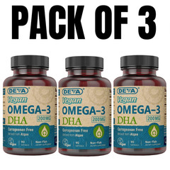 DEVA Vegan Omega-3 DHA Supplement – 90 Count (Pack of 3)