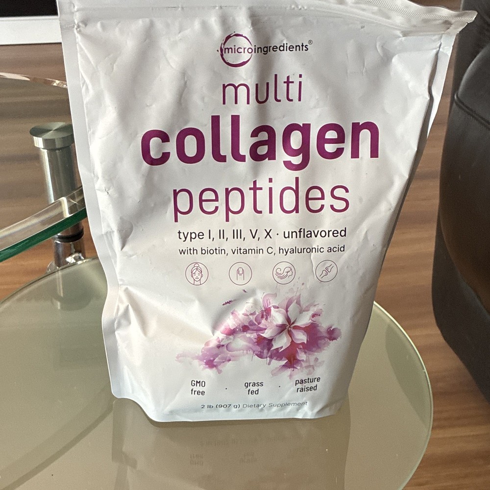 microingredients Multi Collagen Peptides Powder w/ Biotin C HA Unflavored 2lb