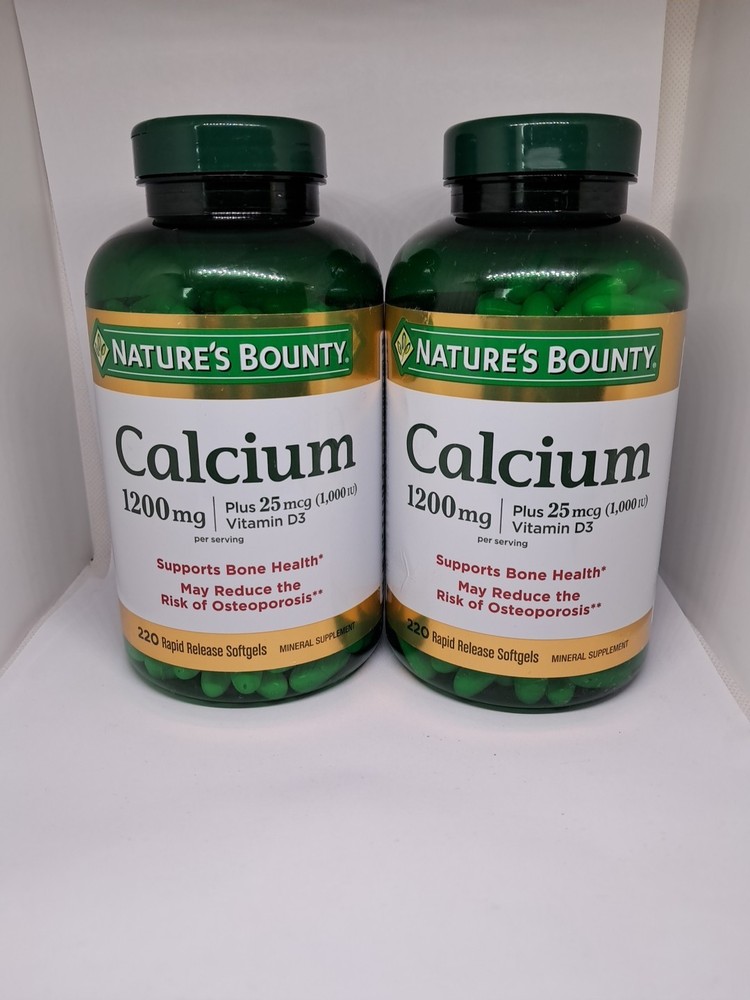 Lot Of 2 Nature’s Bounty Calcium 1200mg + Vitamin D3 120ct Exp 05/2025