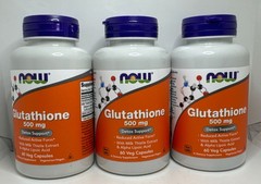 3x NOW Foods Glutathione 500mg 60 Veg Capsules Exp 08/2029-Brand New-US Seller
