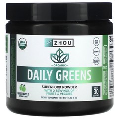 2 X Zhou Nutrition, Organic Daily Greens, Green Apple, 5 oz (141.9 g)