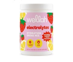 Wellah Electrolytes Hydration Drink Mix Powder Zero Sugar Blueberry Pom 7 oz