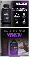 Huge Supplements Magnify N.O. Booster 180 Veg Capsules 1500mg Unflavored