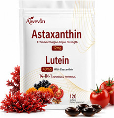 14-in-1 Astaxanthin 12mg with Lutein 40mg & Zeaxanthin Softgels, Eye Support & A