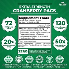 Zazzee Cranberry PACs 72 mg PACs per Capsule 2X Strength 100% Soluble 120 Veg…