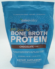 Paleo Valley 100% Grass Fed Bone Broth Protein 30 Svgs Chocolate BB 11/27