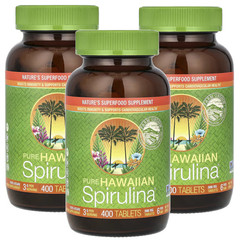 Nutrex Hawaii Pure Hawaiian Spirulina (500mg) 400 Tabs Each (Pack of 3)